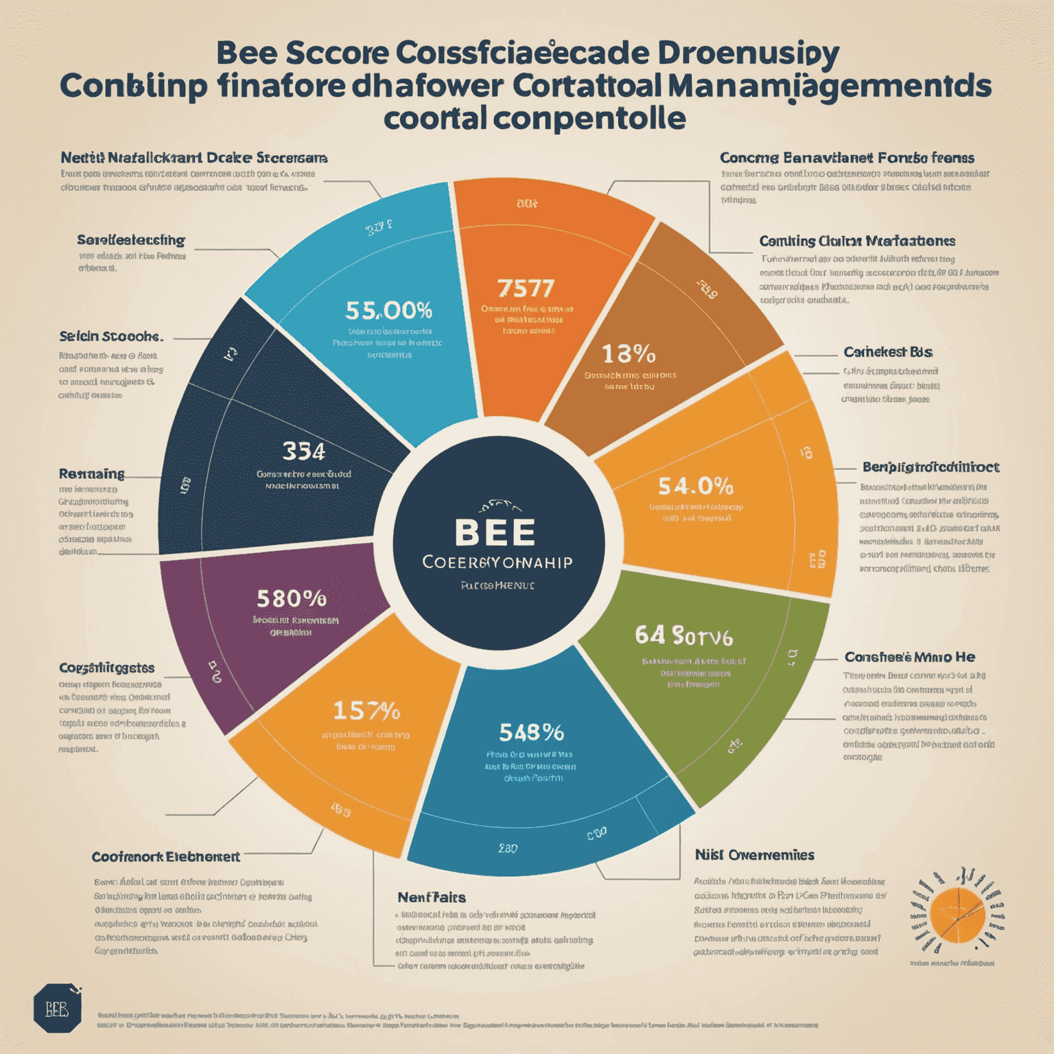 A pie chart showing the new BEE scorecard breakdown for consulting firms, with emphasis on ownership, skills development, and management control